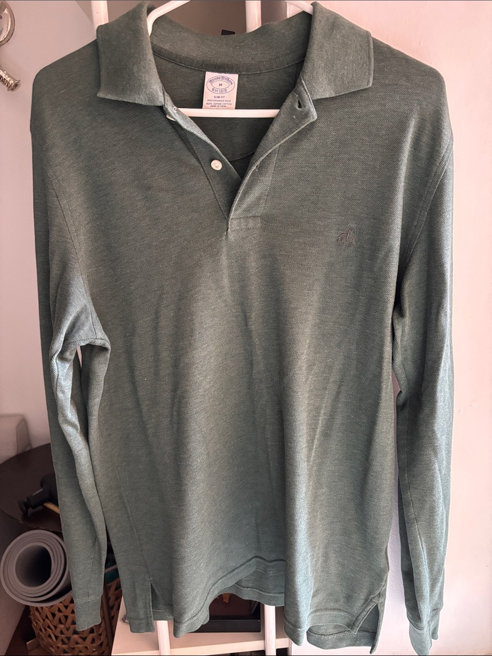 Brooks Brothers Heathered Sage Green Slim-Fit Polo